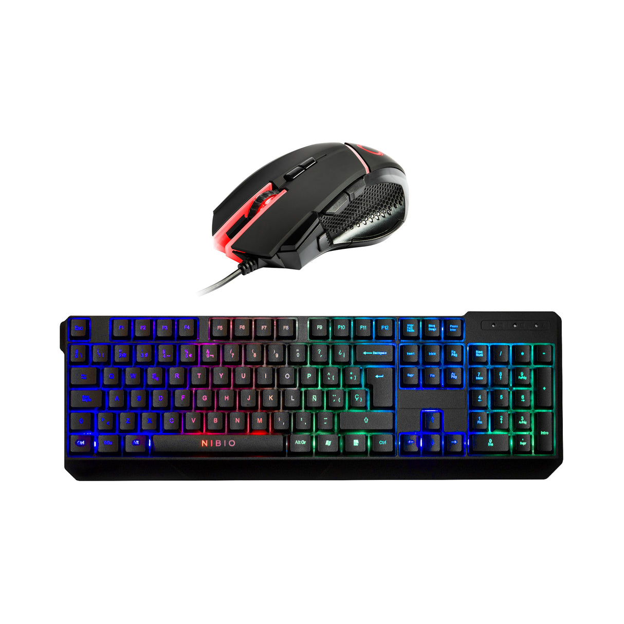 Teclado Gamer Nibio Strike RGB Negro Open Box + Mouse Gamer Alámbrico Nibio Gear MG1000 Open Box