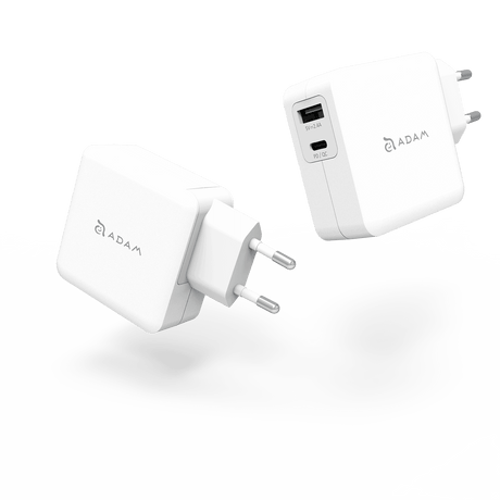 Cargador USB-C y USB-A de 30 W Adam Elements Omnia F2 Blanco - Reuse Chile