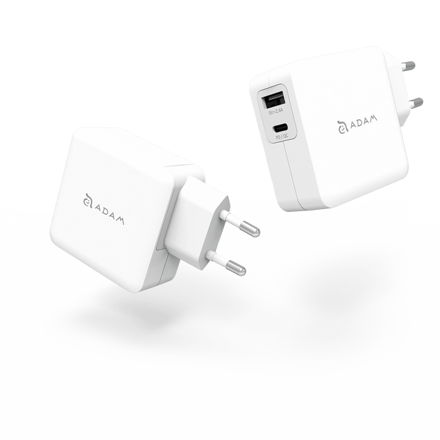 Cargador USB-C y USB-A de 30 W Adam Elements Omnia F2 Blanco - Reuse Chile